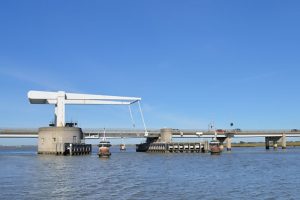 Breydon Bridge on the River Yare looking upstream towards Breydon Water